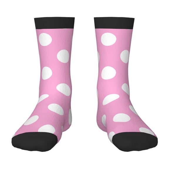 Rocae Pink And White Polka Dot for Girls Boys Crew Socks,Children's Socks, Kids Socks, Toddler Socks: Daily Wear with Kids School Uniform