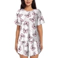 thumbnail image 1 of Rocae Pink Butterflies (2) for Two Piece Sleepwear Pajamas Sets for Women Soft Short-Sleeved Pjs with Lounge Shorts Small, 1 of 9