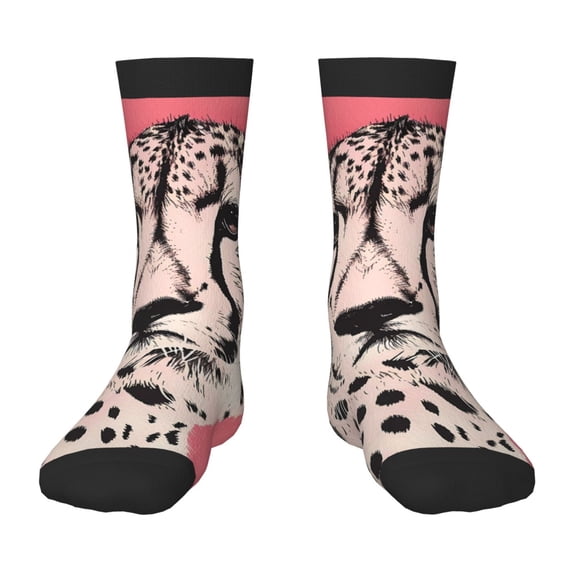 Rocae Pink Cheetah Art for Girls Boys Crew Socks,Children's Socks, Kids Socks, Toddler Socks: Daily Wear with Kids School Uniform