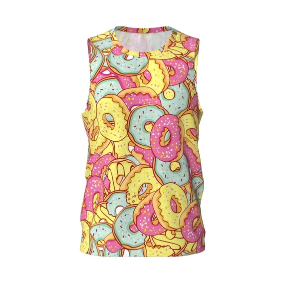 Rocae Pink Donut and Blue for Men's Basketball Jersey Lightweight and Breathable Athletic Tank Top,Quick-Drying Sports Jersey XX-Large