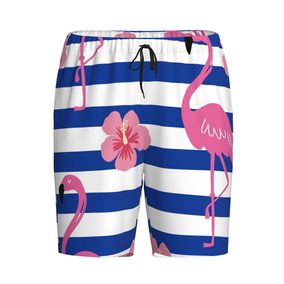 Rocae Pink Flamingo for Men's Soft Sleep Pajama Shorts, Waistband and Pockets