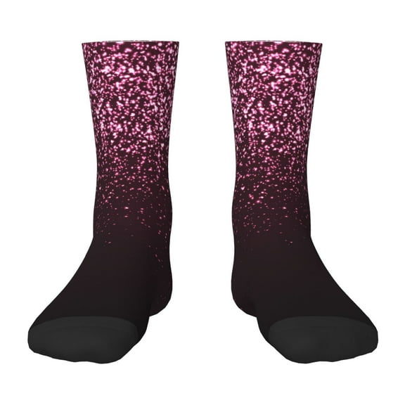 Rocae Pink Glitter Sparkles A for Girls Boys Crew Socks,Children's Socks, Kids Socks, Toddler Socks: Daily Wear with Kids School Uniform