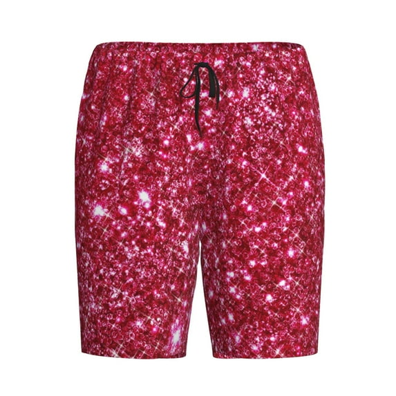 Rocae Pink Glitter for Men's Soft Sleep Pajama Shorts, Waistband and Pockets