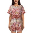 thumbnail image 1 of Rocae Pink Lotus for Two Piece Sleepwear Pajamas Sets for Women Soft Short-Sleeved Pjs with Lounge Shorts -XX-Large, 1 of 6