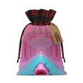 thumbnail image 1 of Rocae Pink Shark Pool Fantasy Print Christmas Drawstring Linen Gift Bag with Drawstrings Treat Bag Goody Present Bags for Christmas Party Favor, 1 of 8