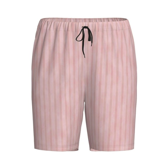 Rocae Pink Stripes for Men's Soft Sleep Pajama Shorts, Waistband and Pockets