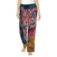 thumbnail image 1 of Rocae Pink Tiger Gold Leaves for Women's Pajama Pants Pj Pants Lounge Pants-Medium, 1 of 6