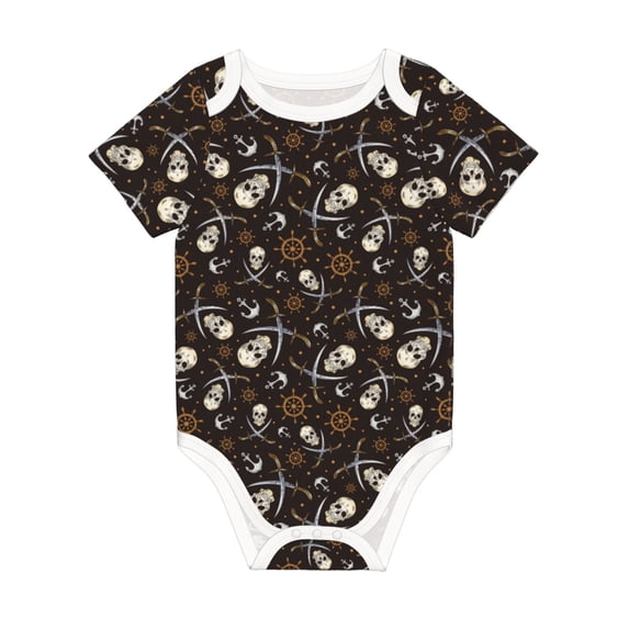 Rocae Pirate Skulls for Baby Climbing Clothes Soft Baby Romper for Active Infants Comfortable and Breathable Crawling Jumpsuit Unisex Baby Outfit 9M