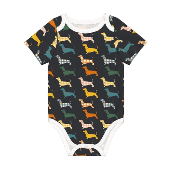 Rocae Plaid Dachshund for Baby Climbing Clothes Soft Baby Romper for Active Infants Comfortable and Breathable Crawling Jumpsuit Unisex Baby Outfit 9M