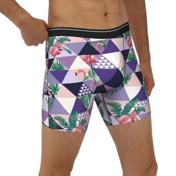 Rocae Plaid Flamingo for Stretch Moisture-Wicking Underwear,Men's Underwear Boxer Briefs Small