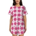 thumbnail image 1 of Rocae Plaid Heart for Two Piece Sleepwear Pajamas Sets for Women Soft Short-Sleeved Pjs with Lounge Shorts 4X-Large, 1 of 9