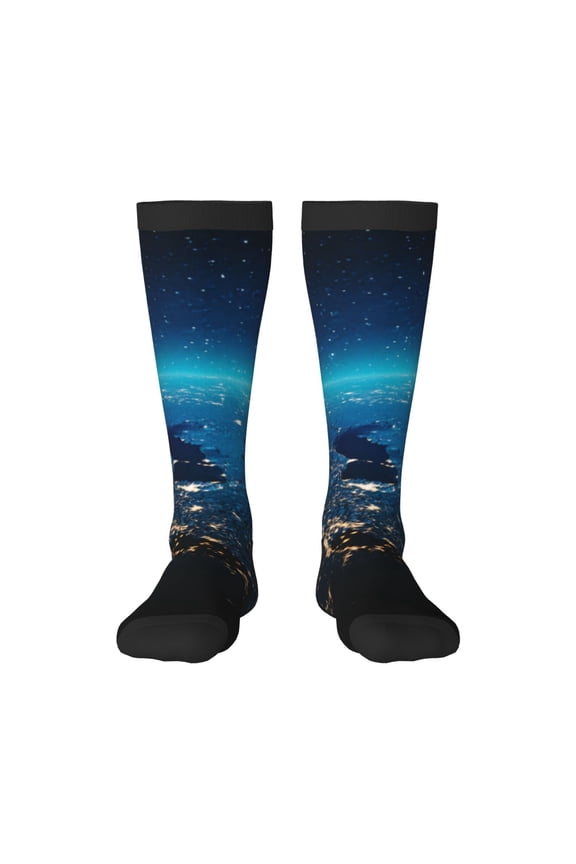 Planet Earth for Novelty Casual compression Socks For Women Men Contrast Color Stockings