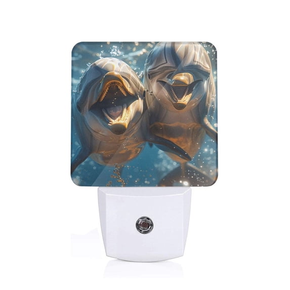 Rocae Playful Dolphins Underwater for 0.5W Plug in Night Light, Dusk to Dawn, Bright Nightlight Auto-On/Off-UK
