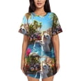 thumbnail image 1 of Rocae Playful Hedgehog Forest Pond for Two Piece Sleepwear Pajamas Sets for Women Soft Short-Sleeved Pjs with Lounge Shorts -3X-Large, 1 of 6