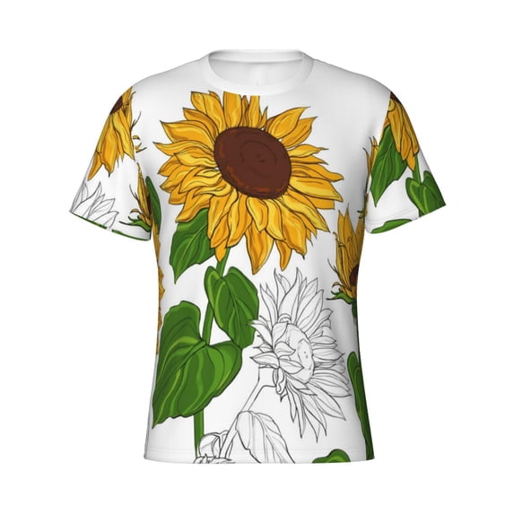 Rocae Plump Sunflower And Sketch for Men's Moisture-Wicking Crew Tee - T-Shirt for Sports, Outdoor Activities, and Casual WearXX-Large