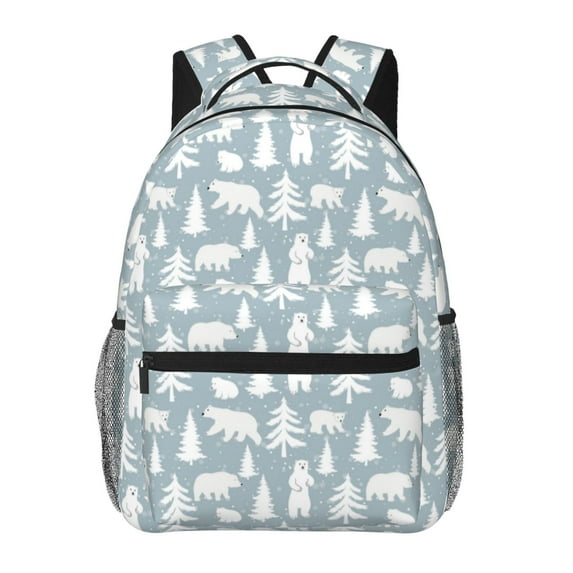 Rocae Polar Bears And Snowy Winter Print Lightweight Casual Backpack Travel Hiking Backpack Carry on Laptop Backpack