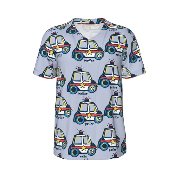 Rocae Police Car for Breathable Men's Baseball T-Shirt Fashionable Casual Baseball Jersey, Moisture-wicking Sportswear X-Large