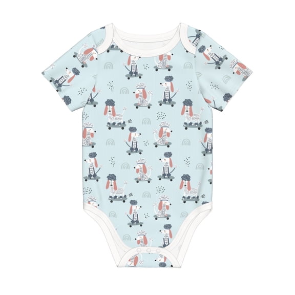 Rocae Poodle Playing Skateboard for Baby Climbing Clothes Soft Baby Romper for Active Infants Comfortable and Breathable Crawling Jumpsuit Unisex Baby Outfit 3 Months