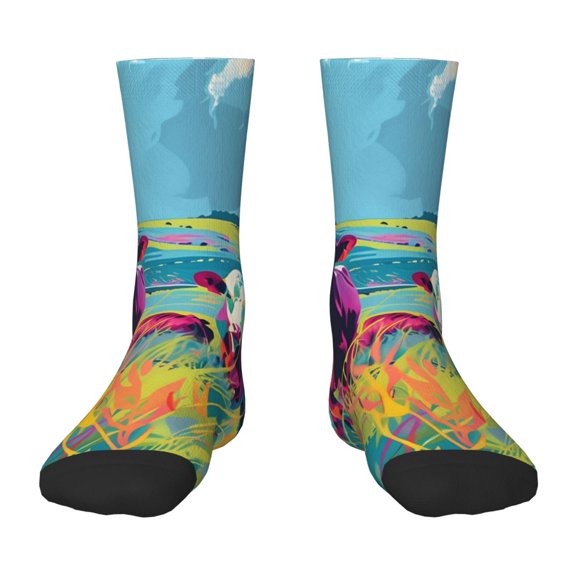 Rocae Pop Art Colorful Cows for Girls Boys Crew Socks,Children's Socks, Kids Socks, Toddler Socks: Daily Wear with Kids School Uniform