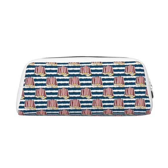 Rocae Popcorn On Blue Lines for Multifunctional Pen Organizer with Zipper Closure, Ideal for Tools, Gadgets, Cosmetics, Stationary,Travel Accessary