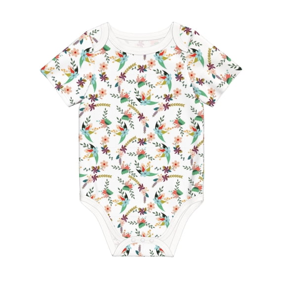 Rocae Pretty Floral With Leaves for Baby Climbing Clothes Soft Baby Romper for Active Infants Comfortable and Breathable Crawling Jumpsuit Unisex Baby Outfit 2 Years