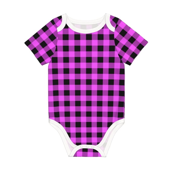 Rocae Purple Black Buffalo Plaid for Baby Climbing Clothes Soft Baby Romper for Active Infants Comfortable and Breathable Crawling Jumpsuit Unisex Baby Outfit 12 Months