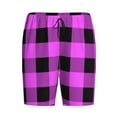 thumbnail image 1 of Rocae Purple Black Buffalo Plaid for Men's Soft Sleep Pajama Shorts, Waistband and Pockets, 1 of 9