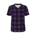 thumbnail image 1 of Rocae Purple Black Plaid for Breathable Men's Baseball T-Shirt Fashionable Casual Baseball Jersey, Moisture-wicking Sportswear Large, 1 of 9