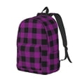 thumbnail image 1 of Rocae Purple Black Plaid for Durable Canvas Backpack Leisure Large Bag Travel Rucksack Multi-function Backpack Medium, 1 of 8