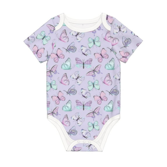 Rocae Purple Butterfly for Baby Climbing Clothes Soft Baby Romper for Active Infants Comfortable and Breathable Crawling Jumpsuit Unisex Baby Outfit 3 Months