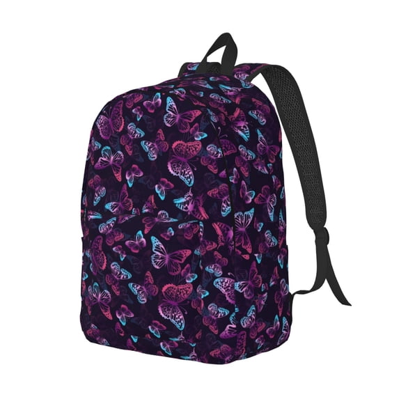 Rocae Purple Butterfly for Durable Canvas Backpack Leisure Large Bag Travel Rucksack Multi-function Backpack