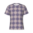 thumbnail image 1 of Rocae Purple Floral Gingham Check Plaid for Men's Moisture-Wicking Crew Tee - T-Shirt for Sports, Outdoor Activities, and Casual WearLarge, 1 of 9