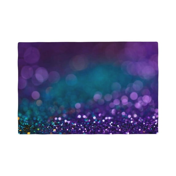 Rocae Purple and Green Glitter Printed Heat Resistant Place Mats,Classic Hemstitch Cloth Fabric Placemats Imitation Linen Place Mat Table Mats 18x12 inch