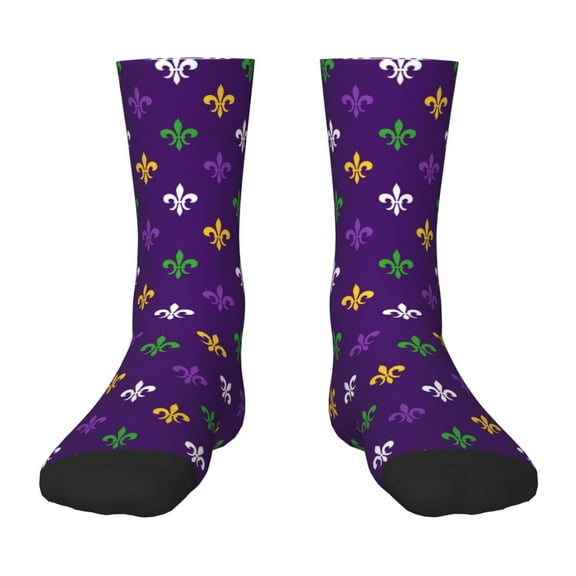 Rocae Purple Mardi Gras for Girls Boys Crew Socks,Children's Socks, Kids Socks, Toddler Socks: Daily Wear with Kids School Uniform