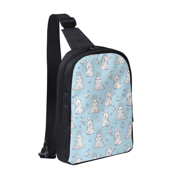 Rocae Rabbit And Bird for Lightweight Chest Bag Dual Pocket, Waterproof Crossbody Sling Bag for Men and Women