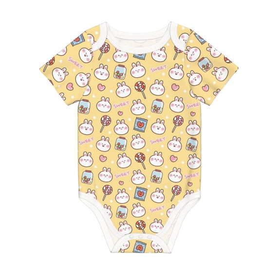 Rocae Rabbit And Candy for Baby Climbing Clothes Soft Baby Romper for Active Infants Comfortable and Breathable Crawling Jumpsuit Unisex Baby Outfit 3 Months