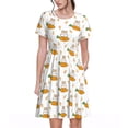 thumbnail image 1 of Rocae Rabbit And Carrot for Dresses Summer Casual Ruffle Short Sleeve Cute Crew Neck Flowy Dress with Pockets, 1 of 6