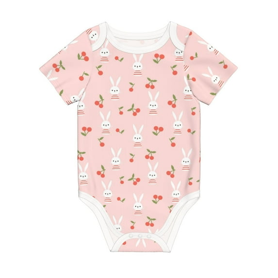 Rocae Rabbit And Cherry for Baby Climbing Clothes Soft Baby Romper for Active Infants Comfortable and Breathable Crawling Jumpsuit Unisex Baby Outfit 3 Months