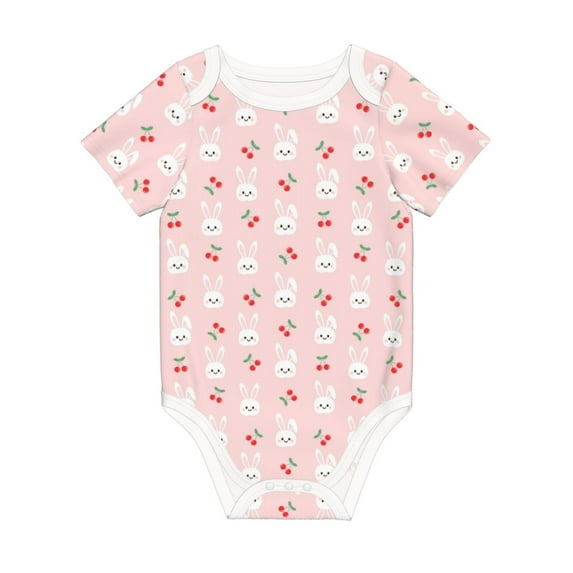 Rocae Rabbit And Cherry for Baby Climbing Clothes Soft Baby Romper for Active Infants Comfortable and Breathable Crawling Jumpsuit Unisex Baby Outfit 9M
