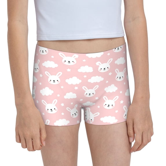 Rocae Rabbit And Cloud for Girls' Cotton Boxer Briefs, Soft Mid-rise Panties-XX-Small