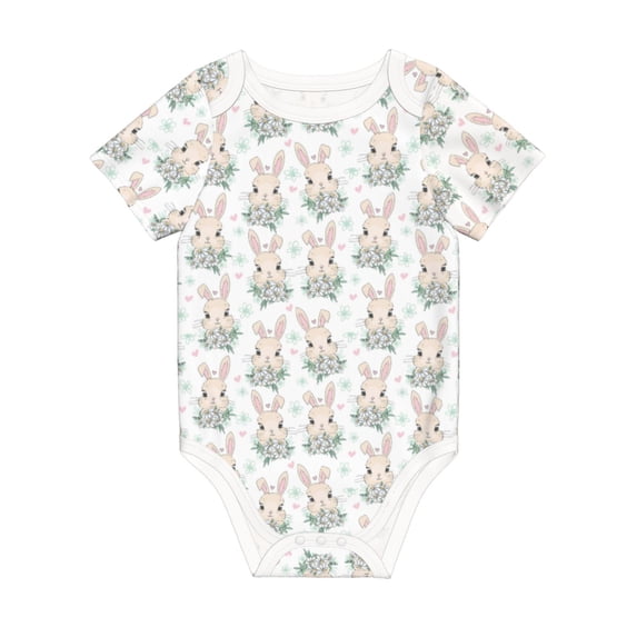 Rocae Rabbit And Flower for Baby Climbing Clothes Soft Baby Romper for Active Infants Comfortable and Breathable Crawling Jumpsuit Unisex Baby Outfit 2 Years