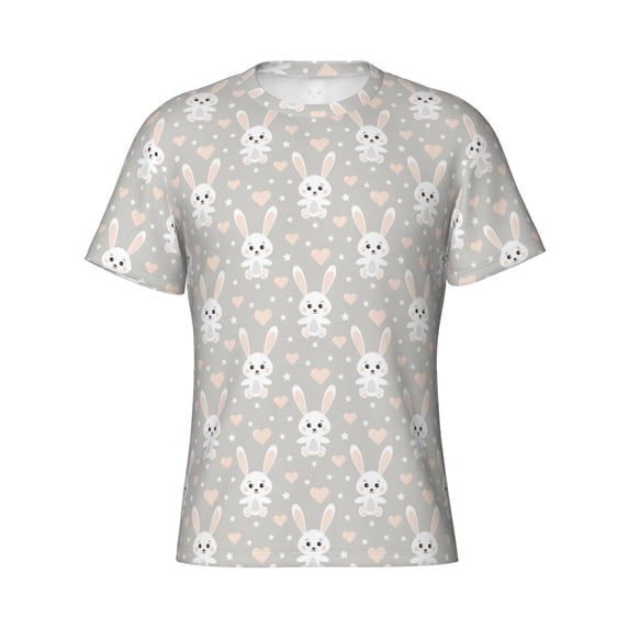 Rocae Rabbit And Heart for Men's Moisture-Wicking Crew Tee - T-Shirt for Sports, Outdoor Activities, and Casual Wear