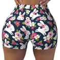thumbnail image 1 of Rocae Rabbit And Rose for Women's Quick-Dry Running Shorts,Ladies Active Athletic Apparel Yoga Workout Gym Running Volleyball Spandex Shorts XX-Large, 1 of 9
