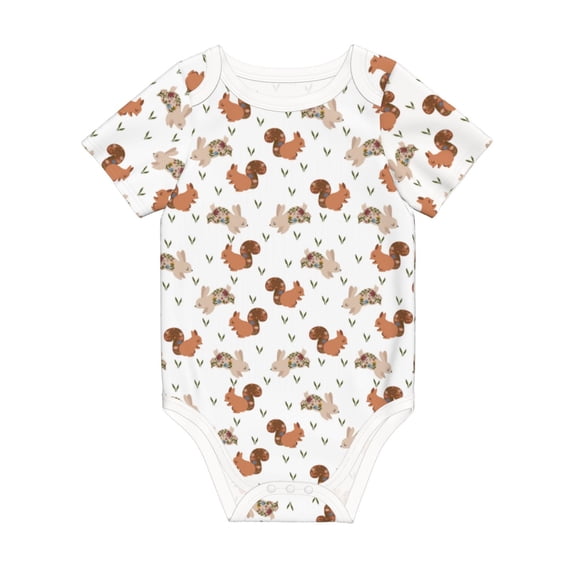 Rocae Rabbit And Squirrel for Baby Climbing Clothes Soft Baby Romper for Active Infants Comfortable and Breathable Crawling Jumpsuit Unisex Baby Outfit 6 Months