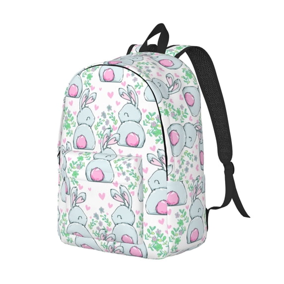 Rocae Rabbit Back View for Durable Canvas Backpack Leisure Large Bag Travel Rucksack Multi-function Backpack Medium