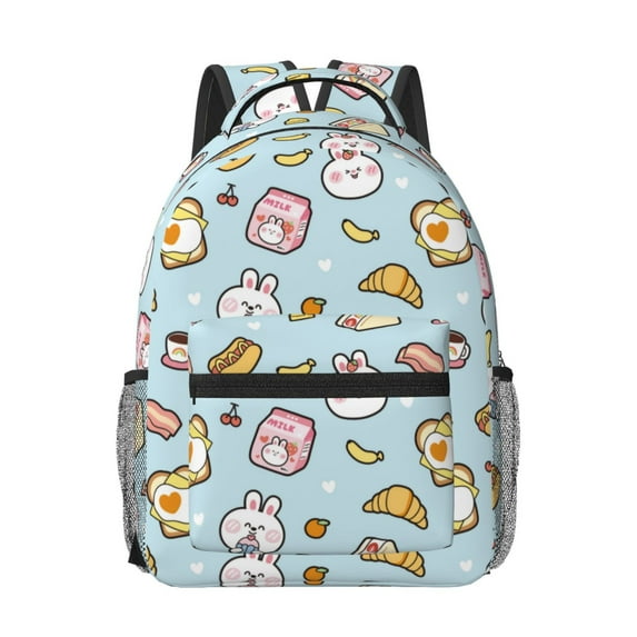 Rocae Rabbit Burger Coffee for Comfortable Student Backpack - Lightweight ,Durable School Bag Ideal for Middle School, High School, and College