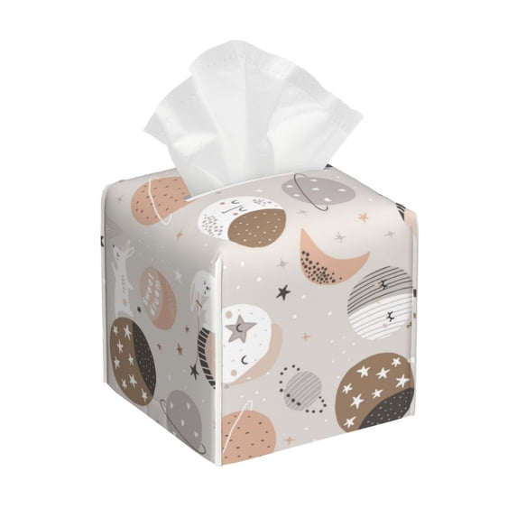 Rocae Rabbit In Space for High-grade Leather Tissue Box, Exquisite Fashionable Design, Office Tissue Box, Waterproof Family Tissue Box