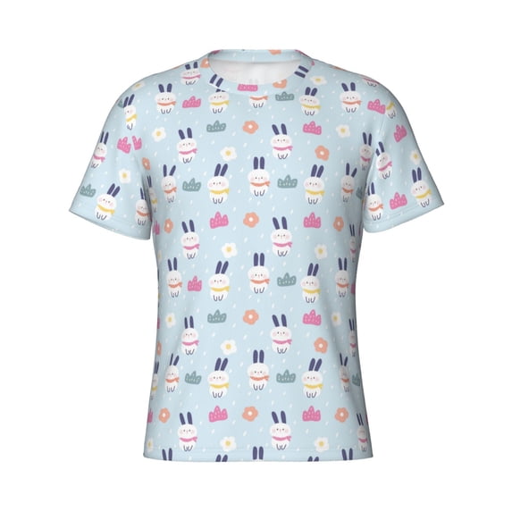 Rocae Rabbit In The Rain for Men's Moisture-Wicking Crew Tee - T-Shirt for Sports, Outdoor Activities, and Casual Wear