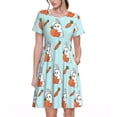 thumbnail image 1 of Rocae Rabbit Is Eating Carrots for Dresses Summer Casual Ruffle Short Sleeve Cute Crew Neck Flowy Dress with Pockets, 1 of 6