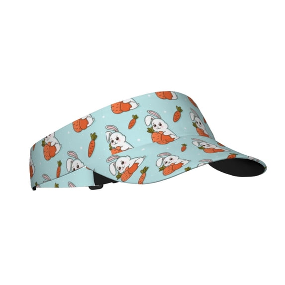 Rocae Rabbit Is Eating Carrots for Sport Sun Visor Hats Adjustable Empty Top Baseball Cap Cotton Ball Caps for Women and Men